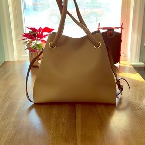 Tan Faux Leather Tote w/ Removable Insert